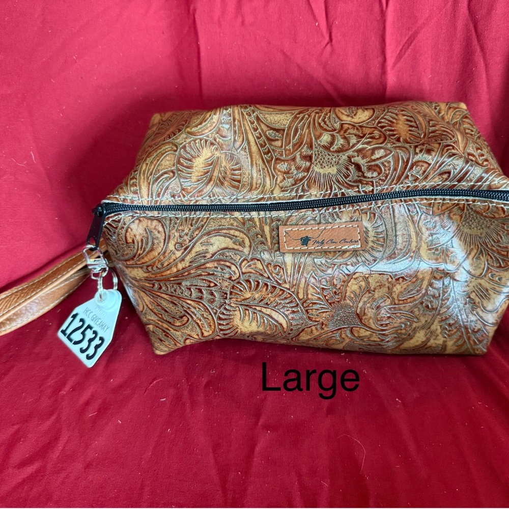 Holy Cow NEW Large Buckaroo $175 Embossed Brown Leather